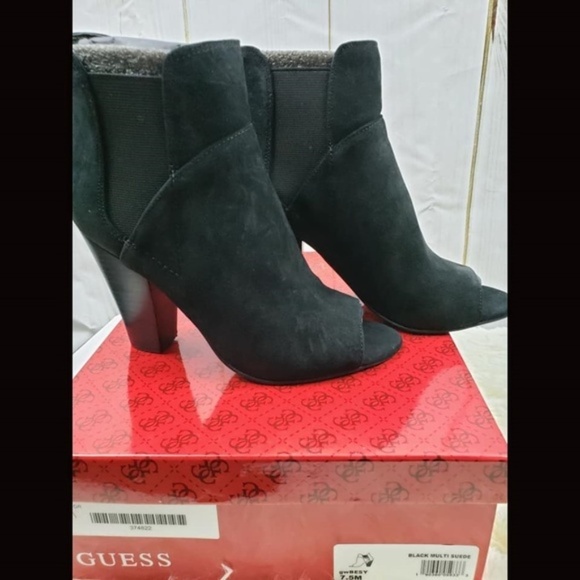 GUESS Black Open Toe Ankle Boots 7.5 New Women's - Picture 6 of 7
